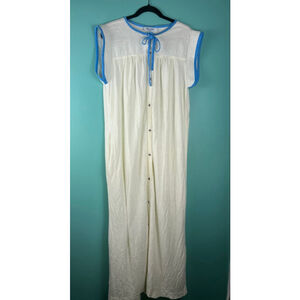 Vintage Lara Dee by Charon L Blue Trim Button Front Housecoat 60s 70s Lounge Rob